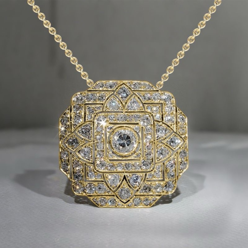 Elegant Gold and Silver Pendant Necklace 14k YGP